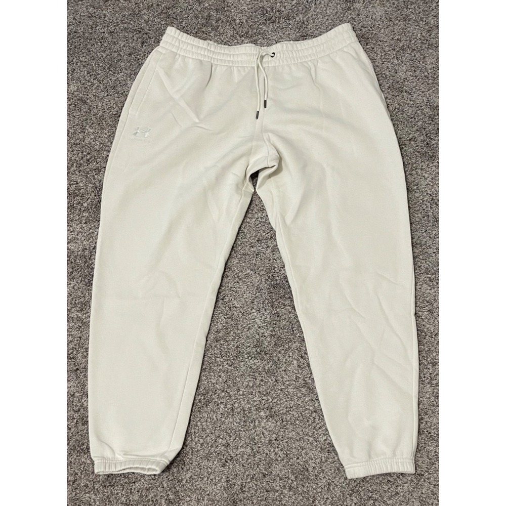 Under Armou Jogger Sweatpants Mensโ 2XL Cream Fleece Lined Drawstring Tapered